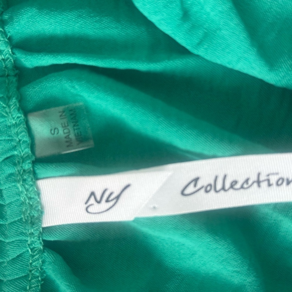 NY Collection Women’s Green Flutter Sleeve Blouse with Tie Front Size M - Picture 9 of 10